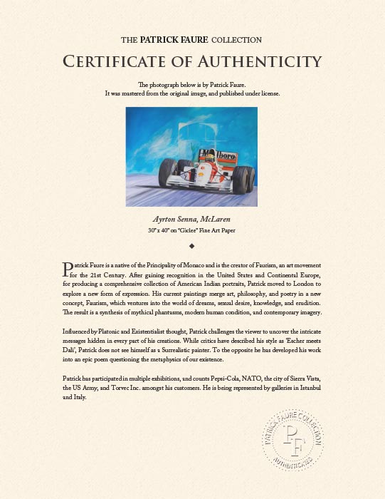 "Ayrton Senna, McLaren" by Patrick Faure-Artography Limited