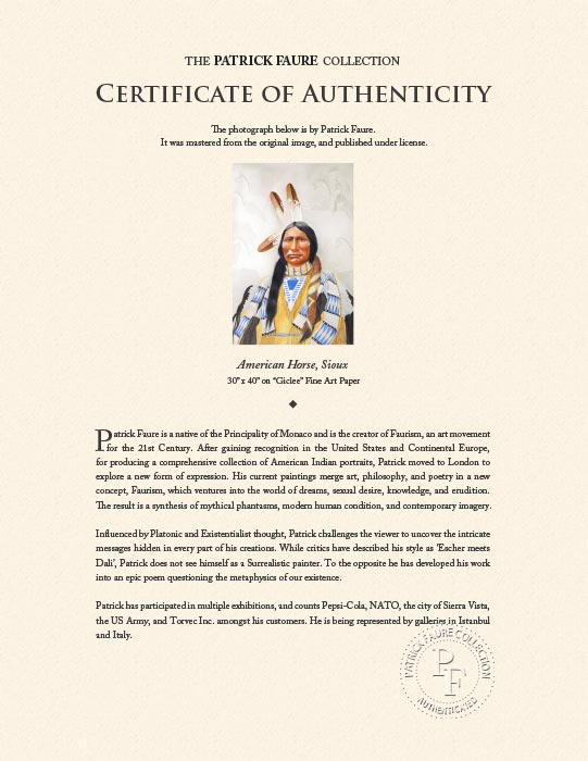 "American Horse, Sioux" by Patrick Faure-Artography Limited