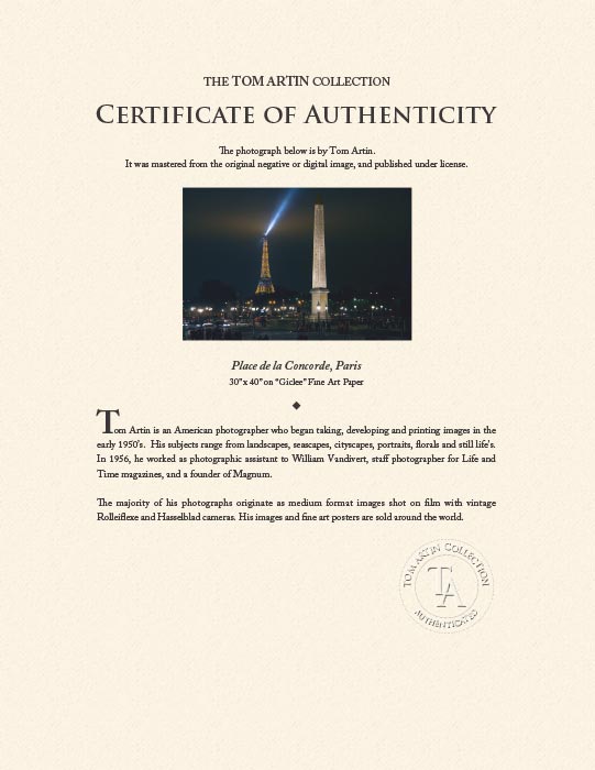 "Place de la Concorde, Paris" by Tom Artin Photography-Artography Limited