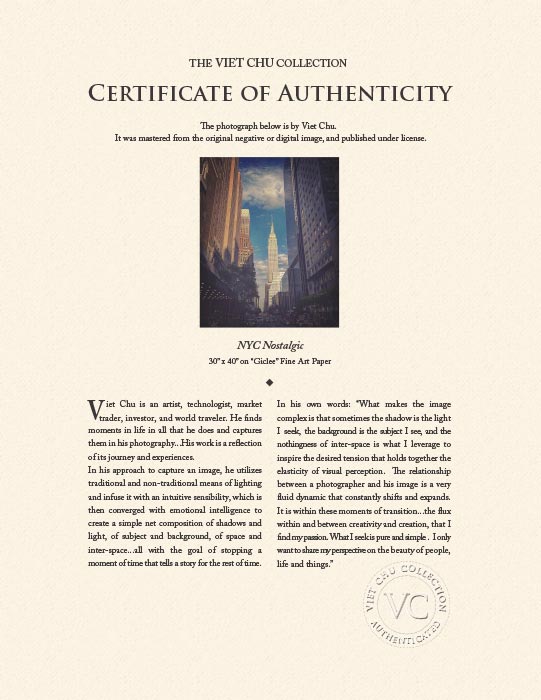 "NYC Nostalgic" by Viet Chu Photography-Artography Limited