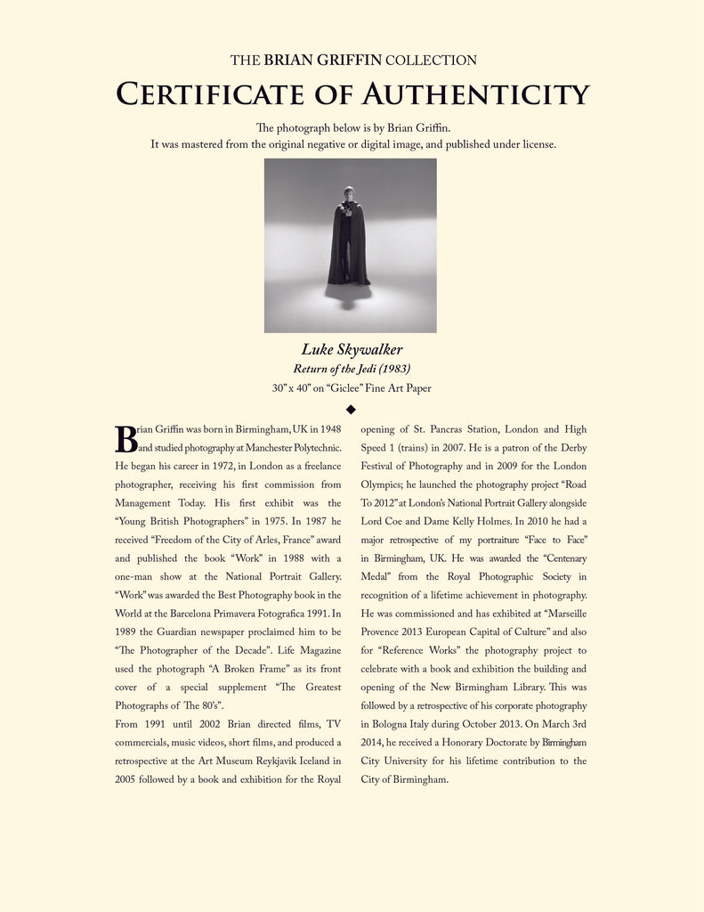 Luke Skywalker | Star Wars Photography Artwork by Brian Griffin